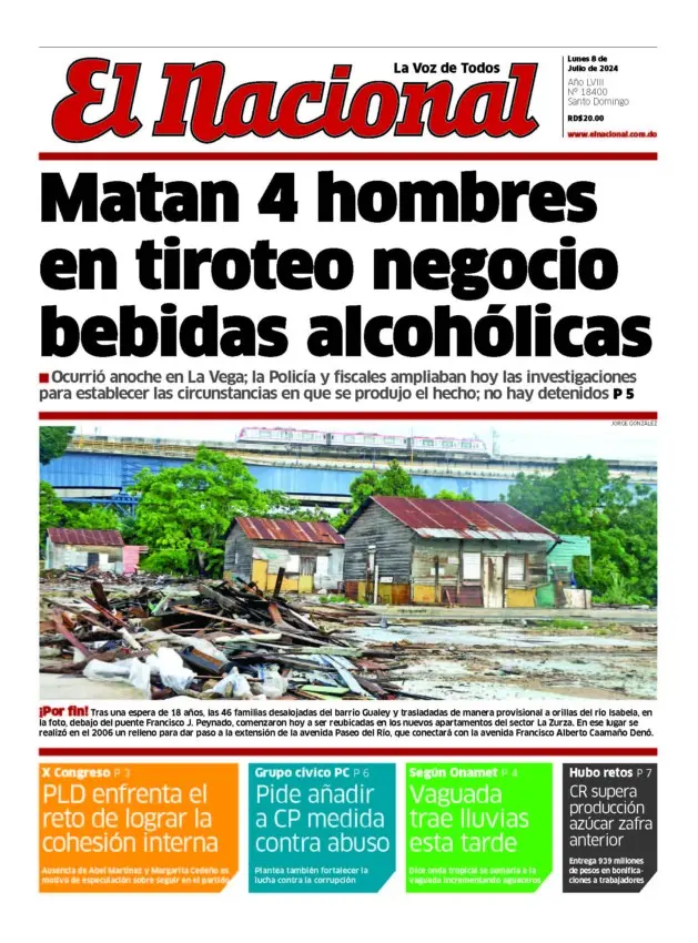 Portada Periódico El Nacional, Lunes 08 Julio, 2024