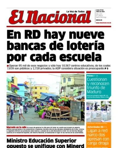 Portada Periódico El Nacional, Lunes 29 Julio, 2024