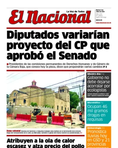 Portada Periódico El Nacional, Martes 09 Julio, 2024