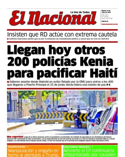 Portada Periódico El Nacional, Martes 16 Julio, 2024