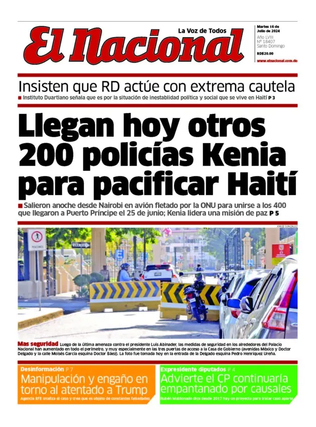 Portada Periódico El Nacional, Martes 16 Julio, 2024