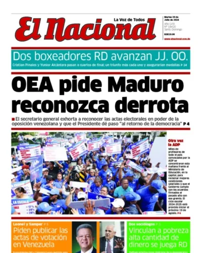 Portada Periódico El Nacional, Martes 30 Julio, 2024