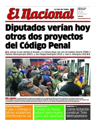 Portada Periódico El Nacional, Miércoles 10 Julio, 2024