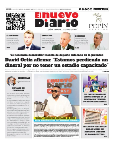 Portada Periódico El Nuevo Diario, Lunes 08 Julio, 2024