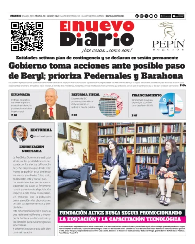 Portada Periódico El Nuevo Diario, Martes 02 Julio, 2024