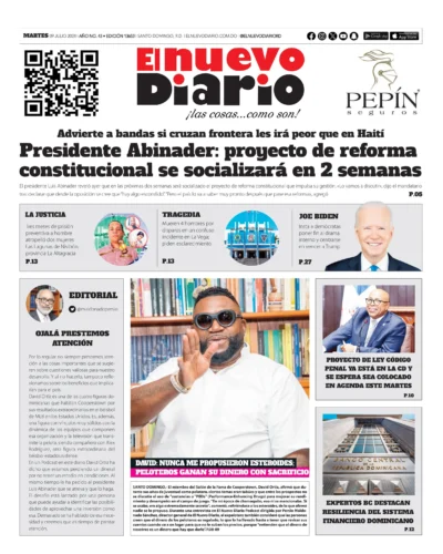 Portada Periódico El Nuevo Diario, Martes 09 Julio, 2024