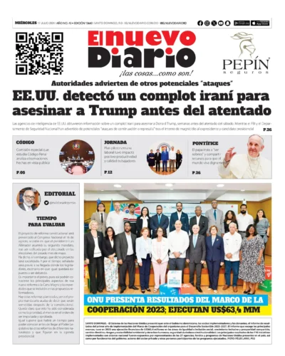Portada Periódico El Nuevo Diario, Miércoles 17 Julio, 2024