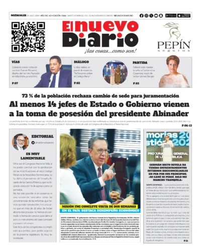Portada Periódico El Nuevo Diario, Miércoles 24 Julio, 2024