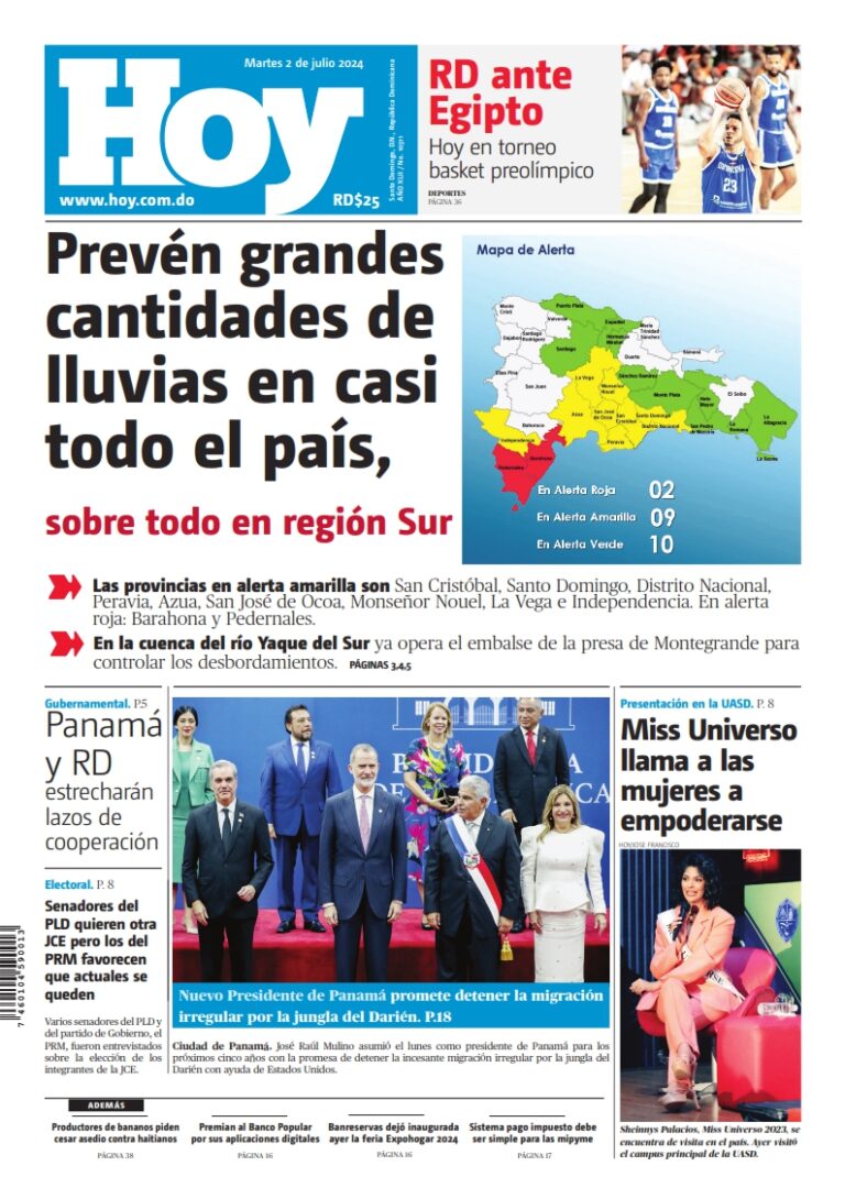 Portada Periódico Hoy, Martes 02 Julio, 2024