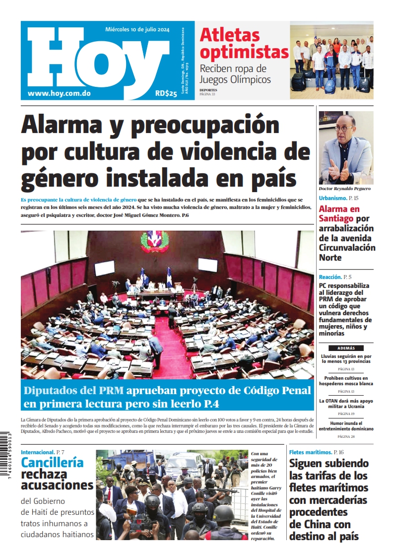 Portada Periódico Hoy, Miércoles 10 Julio, 2024