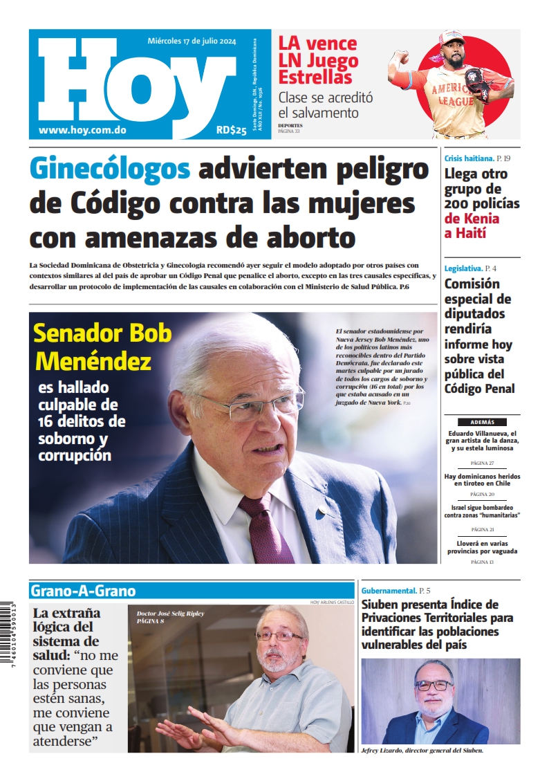 Portada Periódico Hoy, Miércoles 17 Julio, 2024_001