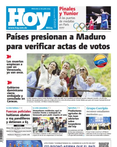 Portada Periódico Hoy, Miércoles 31 Julio, 2024