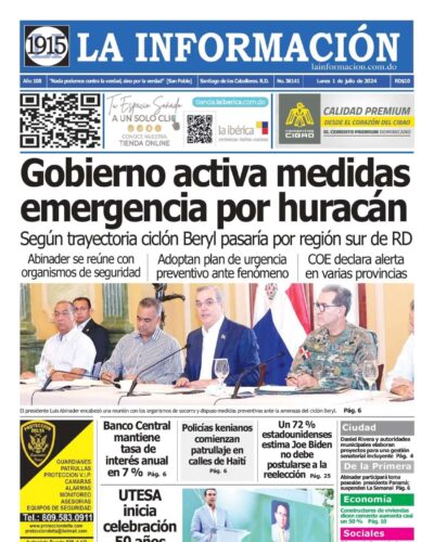Portada Periódico La Información, Lunes 01 Julio, 2024