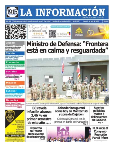 Portada Periódico La Información, Lunes 08 Julio, 2024