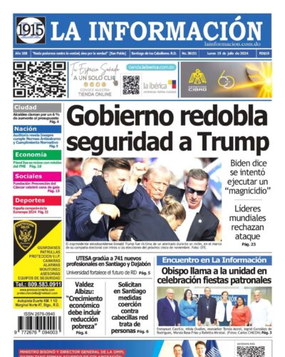Portada Periódico La Información, Lunes 15 Julio, 2024
