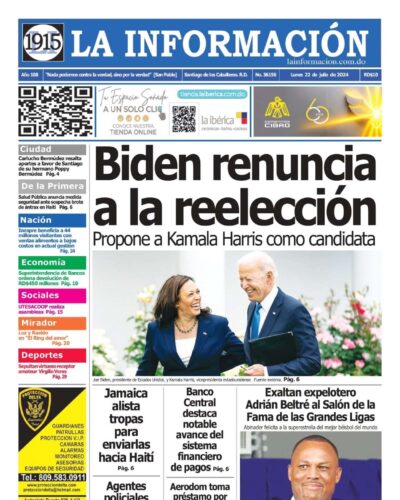 Portada Periódico La Información, Lunes 22 Julio, 2024