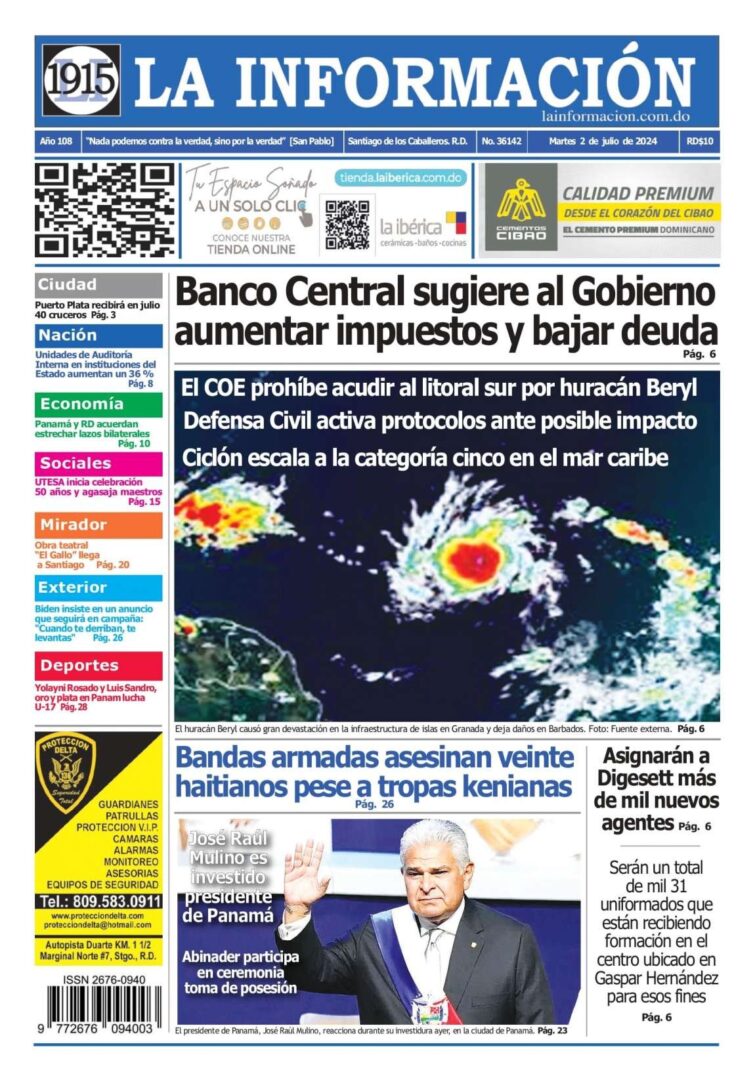 Portada Periódico La Información, Martes 02 Julio, 2024