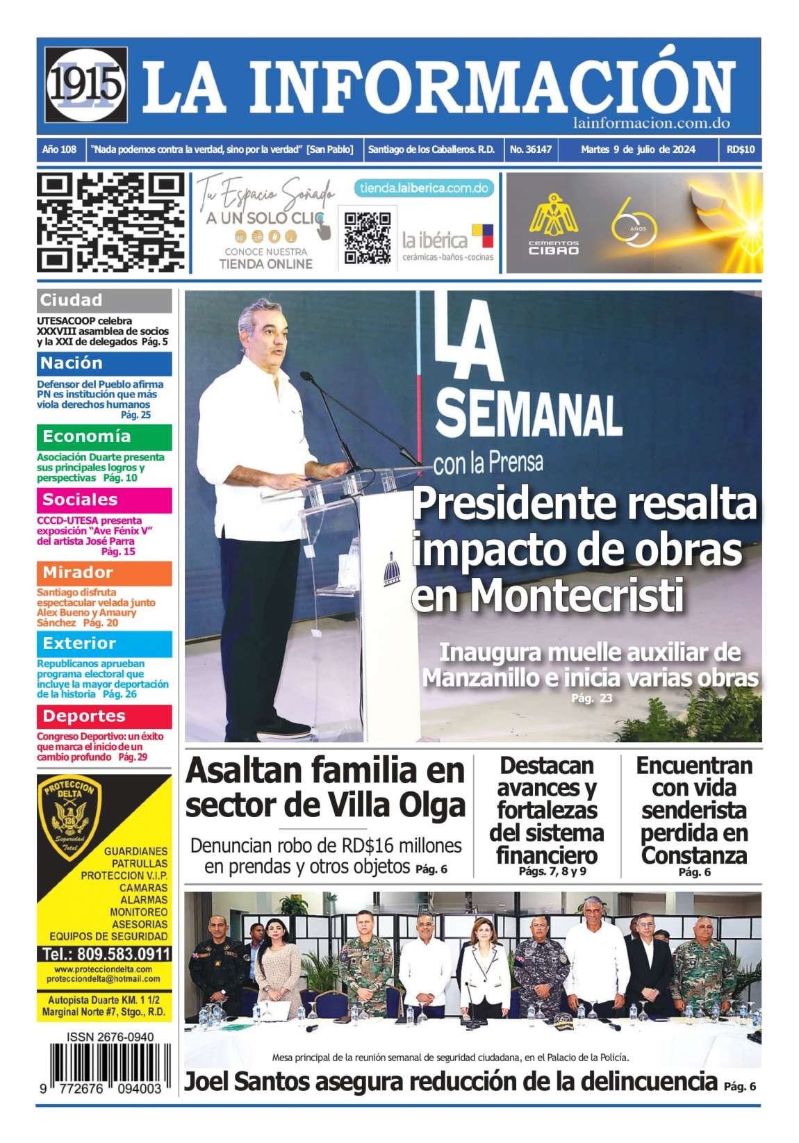 Portada Periódico La Información, Martes 09 Julio, 2024