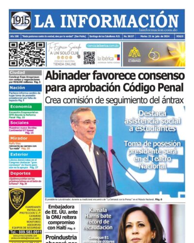Portada Periódico La Información, Martes 23 Julio, 2024