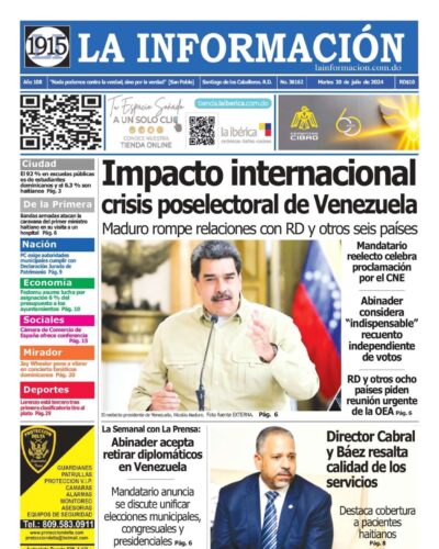 Portada Periódico La Información, Martes 30 Julio, 2024