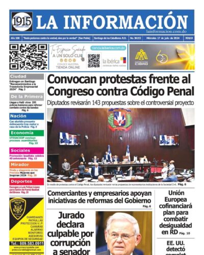 Portada Periódico La Información, Miércoles 17 Julio, 2024