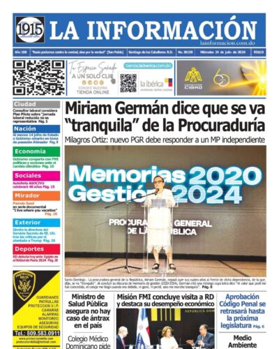 Portada Periódico La Información, Miércoles 24 Julio, 2024