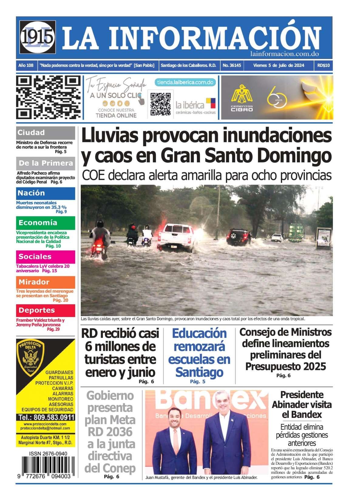 Portada Periódico La Información, Viernes 05 Julio, 2024