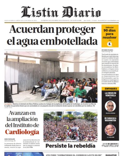 Portada Periódico Listín Diario, Miércoles 31 Julio, 2024