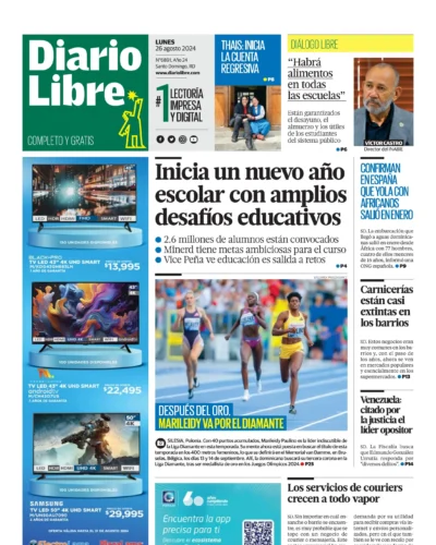 Portada Periódico Diario Libre, Lunes 26 Agosto, 2024