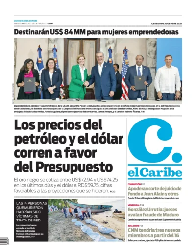 Portada Periódico El Caribe, Jueves 08 Agosto, 2024