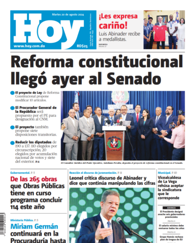 Portada Periódico El Caribe, Martes 20 Agosto, 2024