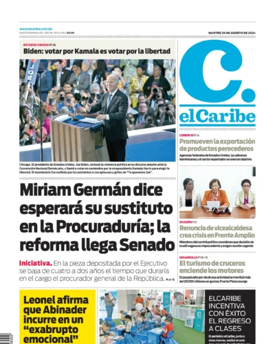 Portada Periódico El Caribe, Martes 20 Agosto, 2024