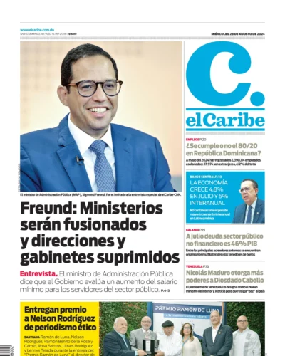 Portada Periódico El Caribe, Miércoles 28 Agosto, 2024