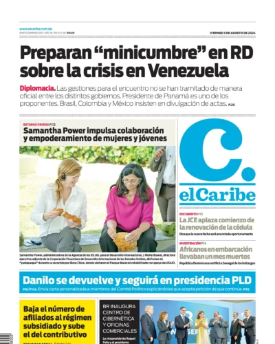 Portada Periódico El Caribe, Viernes 09 Agosto, 2024