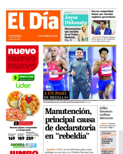 Portada Periódico El Día, Jueves 08 Agosto, 2024