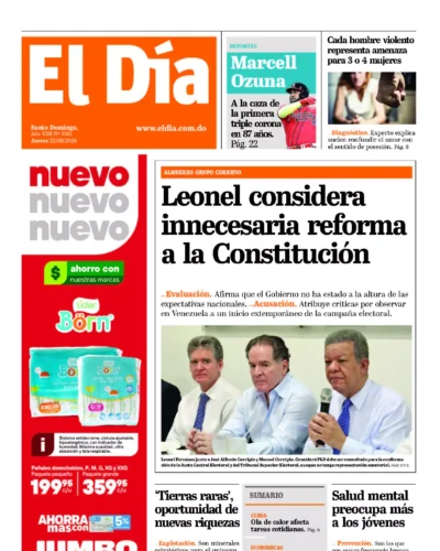 Portada Periódico El Día, Jueves 22 Agosto, 2024