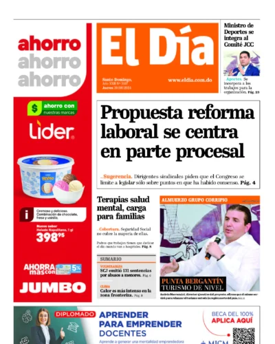 Portada Periódico El Día, Jueves 29 Agosto, 2024