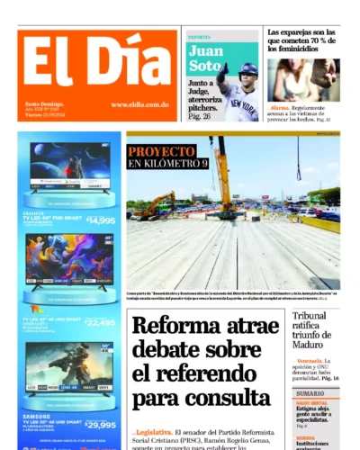 Portada Periódico El Día, Viernes 23 Agosto, 2024