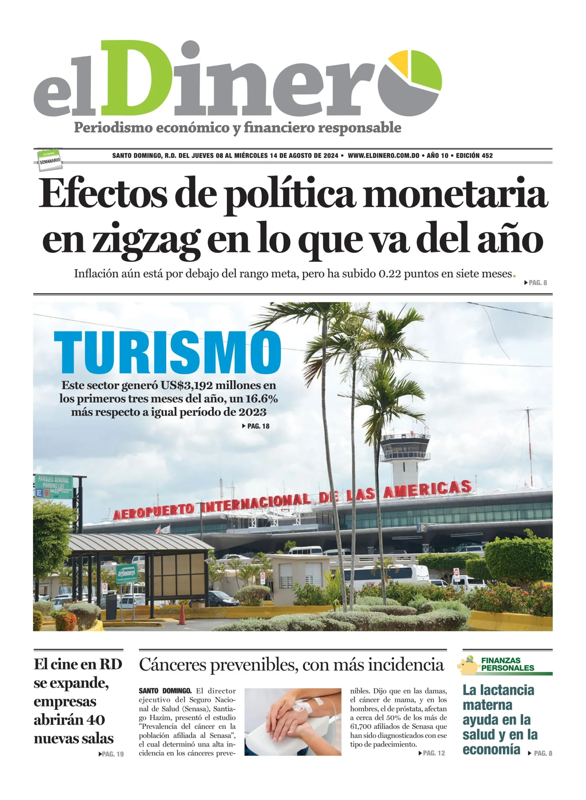 Portada Periódico El Dinero, Jueves 08 Agosto, 2024