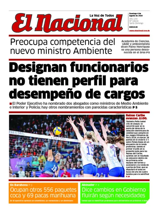 Portada Periódico El Nacional, Domingo 04 Agosto, 2024