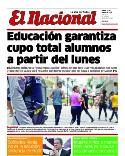 Portada Periódico El Nacional, Jueves 22 Agosto, 2024