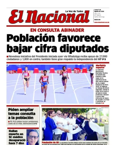 Portada Periódico El Nacional, Lunes 05 Agosto, 2024