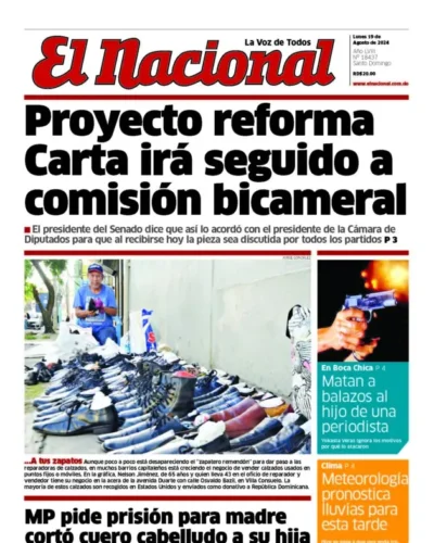 Portada Periódico El Nacional, Lunes 19 Agosto, 2024