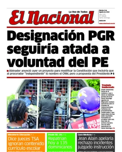 Portada Periódico El Nacional, Martes 06 Agosto, 2024