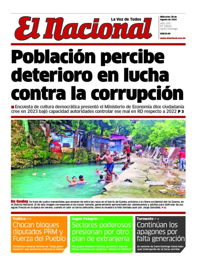 Portada Periódico El Nacional, Miércoles 28 Agosto, 2024