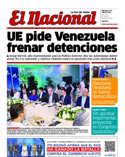 Portada Periódico El Nacional, Miércoles 31 Julio, 2024