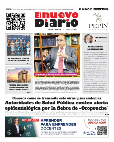 Portada Periódico El Nuevo Diario, Jueves 29 Agosto, 2024