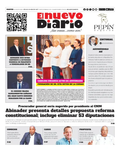 Portada Periódico El Nuevo Diario, Martes 06 Agosto, 2024