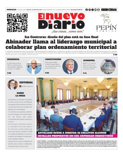 Portada Periódico El Nuevo Diario, Miércoles 07 Agosto, 2024