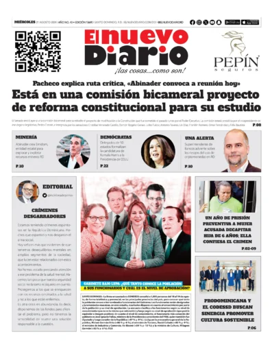 Portada Periódico El Nuevo Diario, Miércoles 21 Agosto, 2024